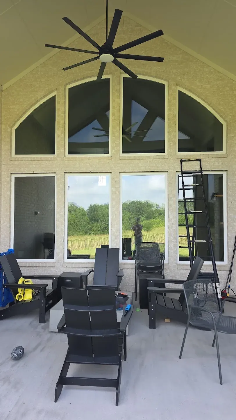 Patio arched glass wall with Cardinal 366 replacement glass